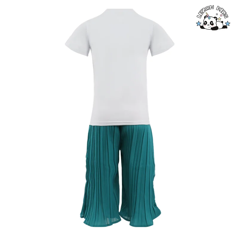 LEZONKIDS - Kids Clothing Girls Cotton Sequined Patch T-shirt Ruffle Elastic Waist Trouser Customized Girls Clothing Sets